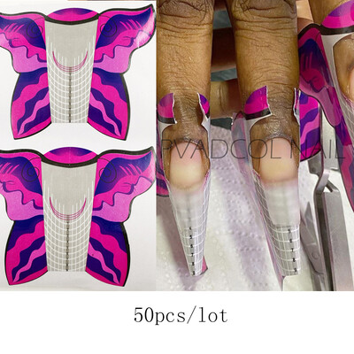 50 komada akrilnih noktiju tips Extension XXXL Extra long Nail Forms Vodič za oblikovanje Naljepnice Papirnati UV Gel Alat za manikuru