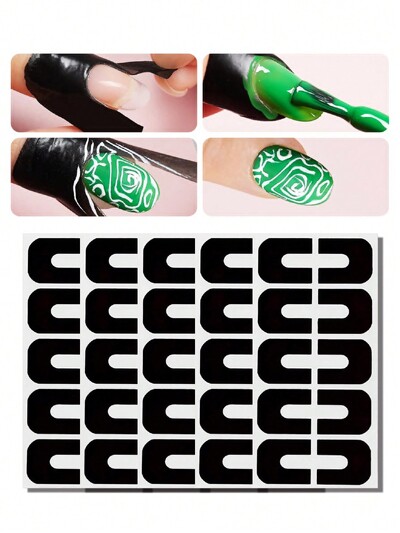 Štitnik za nokte od 50 komada, Štitnik za gel lak za nokte za prste, Peel Off Barrier, Štitnik za zanoktice na koži, naljepnice za francuske nokte S