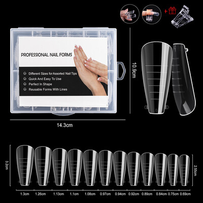 BNG Posebna forma za nokte za gradivni gel Akrilne nokte za višekratnu upotrebu Dvostruke forme sa kopčama Gornji kalupi Umjetni savjeti za nokte za manikuru