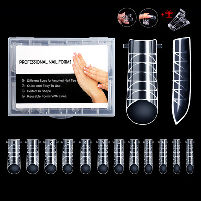 BNG Posebna forma za nokte za gradivni gel Akrilne nokte za višekratnu upotrebu Dvostruke forme sa kopčama Gornji kalupi Umjetni savjeti za nokte za manikuru