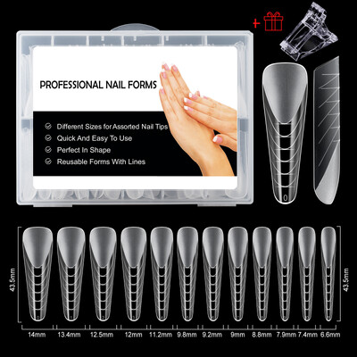 BNG Posebna forma za nokte za gradivni gel Akrilne nokte za višekratnu upotrebu Dvostruke forme sa kopčama Gornji kalupi Umjetni savjeti za nokte za manikuru