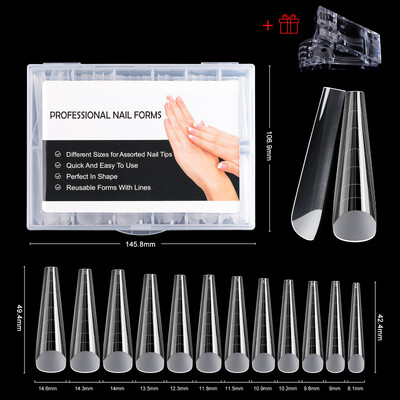 BNG Posebna forma za nokte za gradivni gel Akrilne nokte za višekratnu upotrebu Dvostruke forme sa kopčama Gornji kalupi Umjetni savjeti za nokte za manikuru