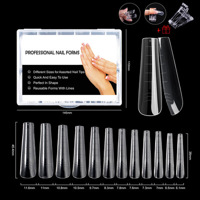 BNG Posebna forma za nokte za gradivni gel Akrilne nokte za višekratnu upotrebu Dvostruke forme sa kopčama Gornji kalupi Umjetni savjeti za nokte za manikuru