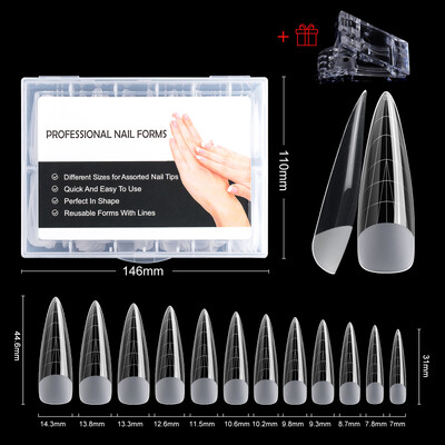 BNG Posebna forma za nokte za gradivni gel Akrilne nokte za višekratnu upotrebu Dvostruke forme sa kopčama Gornji kalupi Umjetni savjeti za nokte za manikuru