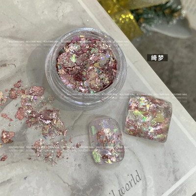 Pahuljice za nokte Svjetlucave zlatne folije Rose Gold Nail Art Srebrna bakrena folija Šljokice Leaf Lake Nepravilan Paillette Manicure Decor nails