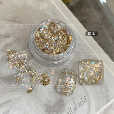 Pahuljice za nokte Svjetlucave zlatne folije Rose Gold Nail Art Srebrna bakrena folija Šljokice Leaf Lake Nepravilan Paillette Manicure Decor nails