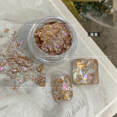 Pahuljice za nokte Svjetlucave zlatne folije Rose Gold Nail Art Srebrna bakrena folija Šljokice Leaf Lake Nepravilan Paillette Manicure Decor nails