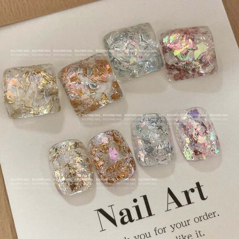 Pahuljice za nokte Svjetlucave zlatne folije Rose Gold Nail Art Srebrna bakrena folija Šljokice Leaf Lake Nepravilan Paillette Manicure Decor nails