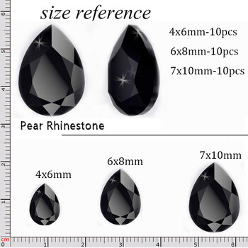 YANRUO Jet Black Glass Rhinestones All Shape Διακοσμήσεις Νυχιών Crystal Strass Pointback Αξεσουάρ ομορφιάς με σχέδιο πολλαπλών σχημάτων