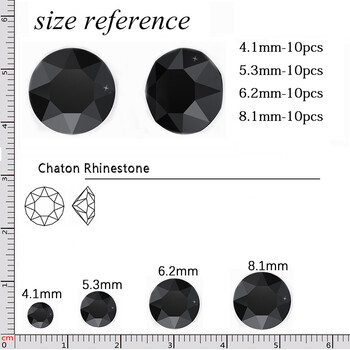 YANRUO Jet Black Glass Rhinestones All Shape Διακοσμήσεις Νυχιών Crystal Strass Pointback Αξεσουάρ ομορφιάς με σχέδιο πολλαπλών σχημάτων