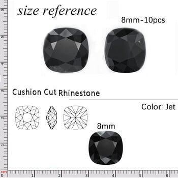 YANRUO Jet Black Glass Rhinestones All Shape Διακοσμήσεις Νυχιών Crystal Strass Pointback Αξεσουάρ ομορφιάς με σχέδιο πολλαπλών σχημάτων