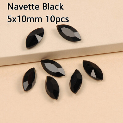 YANRUO Jet Black stakleni kamenčići svih oblika Ukrasi za nokte Crystal Strass Pointback Kozmetički dodaci u više oblika