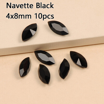 YANRUO Jet Black stakleni kamenčići svih oblika Ukrasi za nokte Crystal Strass Pointback Kozmetički dodaci u više oblika