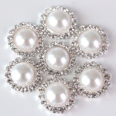 20 komada 15 mm ABS poluokruglih bisernih gumba od vještačkih dijamanata Metalni dijamantni gumbi ravnog naslona za DIY ukrase za haljine H0915
