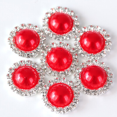 20 komada 15 mm ABS poluokruglih bisernih gumba od vještačkih dijamanata Metalni dijamantni gumbi ravnog naslona za DIY ukrase za haljine H0915