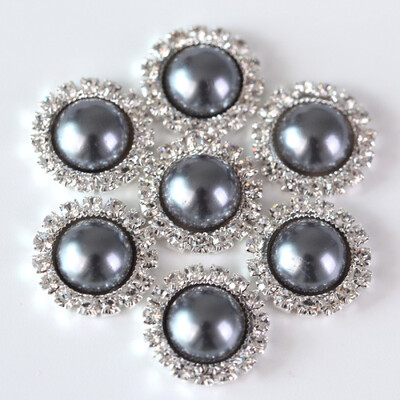 20 komada 15 mm ABS poluokruglih bisernih gumba od vještačkih dijamanata Metalni dijamantni gumbi ravnog naslona za DIY ukrase za haljine H0915