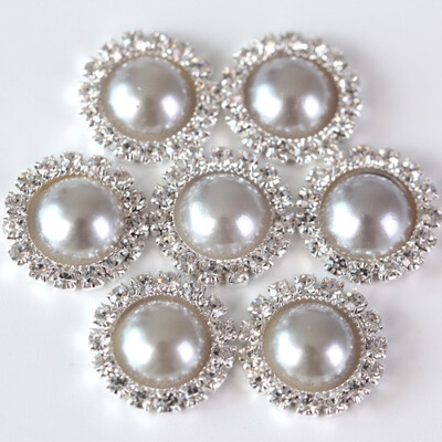 20 komada 15 mm ABS poluokruglih bisernih gumba od vještačkih dijamanata Metalni dijamantni gumbi ravnog naslona za DIY ukrase za haljine H0915