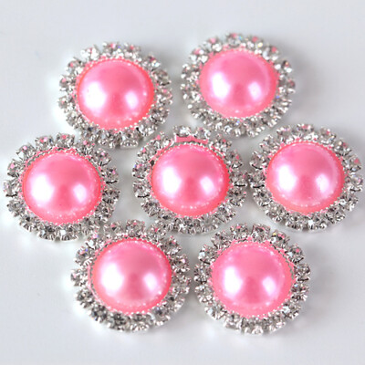 20 komada 15 mm ABS poluokruglih bisernih gumba od vještačkih dijamanata Metalni dijamantni gumbi ravnog naslona za DIY ukrase za haljine H0915