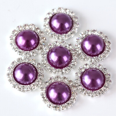 20 komada 15 mm ABS poluokruglih bisernih gumba od vještačkih dijamanata Metalni dijamantni gumbi ravnog naslona za DIY ukrase za haljine H0915