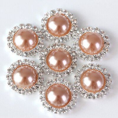 20 komada 15 mm ABS poluokruglih bisernih gumba od vještačkih dijamanata Metalni dijamantni gumbi ravnog naslona za DIY ukrase za haljine H0915