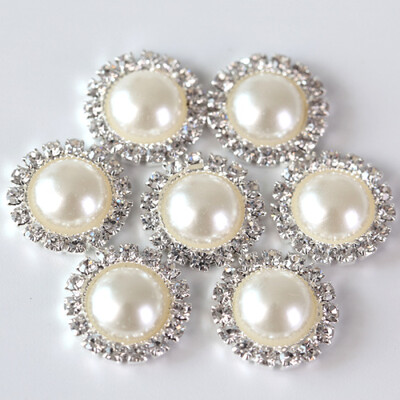 20 komada 15 mm ABS poluokruglih bisernih gumba od vještačkih dijamanata Metalni dijamantni gumbi ravnog naslona za DIY ukrase za haljine H0915