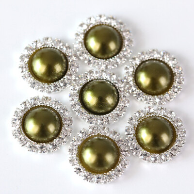 20 komada 15 mm ABS poluokruglih bisernih gumba od vještačkih dijamanata Metalni dijamantni gumbi ravnog naslona za DIY ukrase za haljine H0915