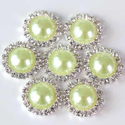 20 komada 15 mm ABS poluokruglih bisernih gumba od vještačkih dijamanata Metalni dijamantni gumbi ravnog naslona za DIY ukrase za haljine H0915
