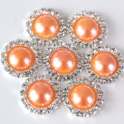 20 komada 15 mm ABS poluokruglih bisernih gumba od vještačkih dijamanata Metalni dijamantni gumbi ravnog naslona za DIY ukrase za haljine H0915