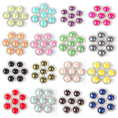 20 komada 15 mm ABS poluokruglih bisernih gumba od vještačkih dijamanata Metalni dijamantni gumbi ravnog naslona za DIY ukrase za haljine H0915