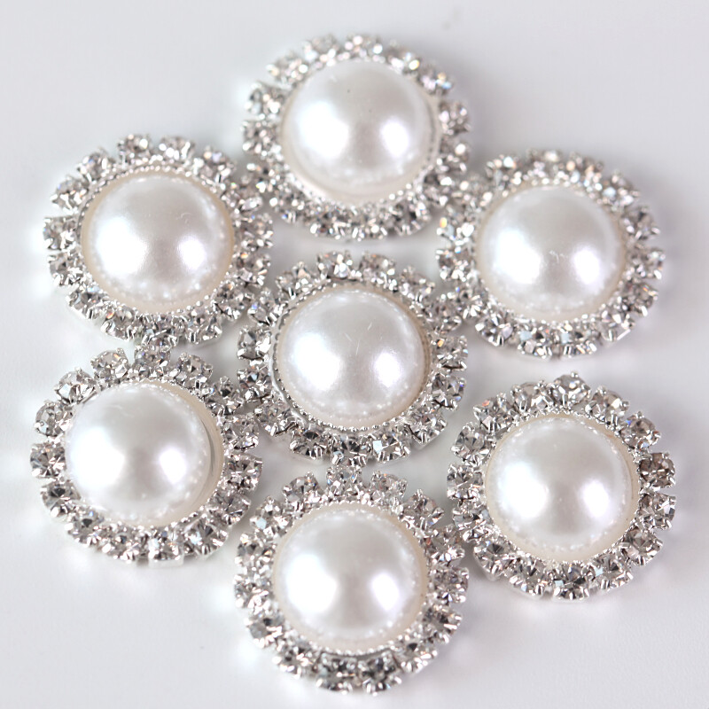 20 komada 15 mm ABS poluokruglih bisernih gumba od vještačkih dijamanata Metalni dijamantni gumbi ravnog naslona za DIY ukrase za haljine H0915