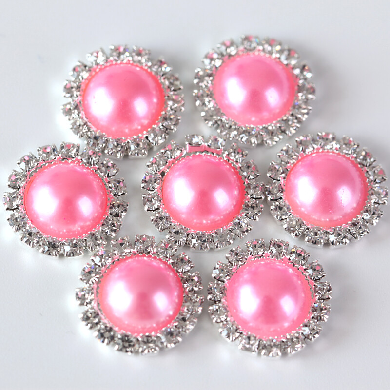 20 komada 15 mm ABS poluokruglih bisernih gumba od vještačkih dijamanata Metalni dijamantni gumbi ravnog naslona za DIY ukrase za haljine H0915