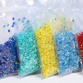 2/3/4/5/6mm Μεγάλη συσκευασία Ρητίνης Rhinestone Nails Art Decorations Jelly AB Non Hot Fix Flatback Plastic Garment DIY Paste Drill Gem