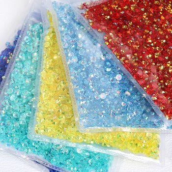 2/3/4/5/6mm Μεγάλη συσκευασία Ρητίνης Rhinestone Nails Art Decorations Jelly AB Non Hot Fix Flatback Plastic Garment DIY Paste Drill Gem