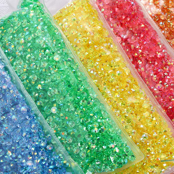 2/3/4/5/6mm Μεγάλη συσκευασία Ρητίνης Rhinestone Nails Art Decorations Jelly AB Non Hot Fix Flatback Plastic Garment DIY Paste Drill Gem