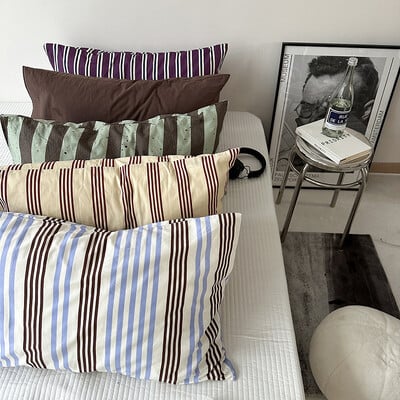 Cotton Pillowcase Colorful Stripe Pillow Case Bedding Black Pillow Cover Envelope Pillow Case Cover Nordic Sling