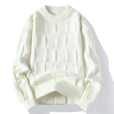 Ανδρικά φθινοπωρινά και χειμερινά πουλόβερ υψηλής ποιότητας καρό πλεκτά/Ανδρική λεπτή μόδα Casual πουλόβερ Ανδρικά μακρυμάνικα πουλόβερ 3XL-M