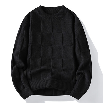 Ανδρικά φθινοπωρινά και χειμερινά πουλόβερ υψηλής ποιότητας καρό πλεκτά/Ανδρική λεπτή μόδα Casual πουλόβερ Ανδρικά μακρυμάνικα πουλόβερ 3XL-M