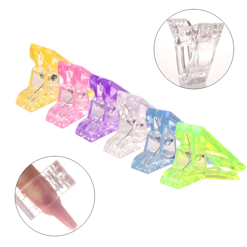 10 vnt polietileno gelio pirštų nagų priauginimo LED statybiniai spaustukai, manikiūro nagų dailės įrankis nagų galiukų segtukas