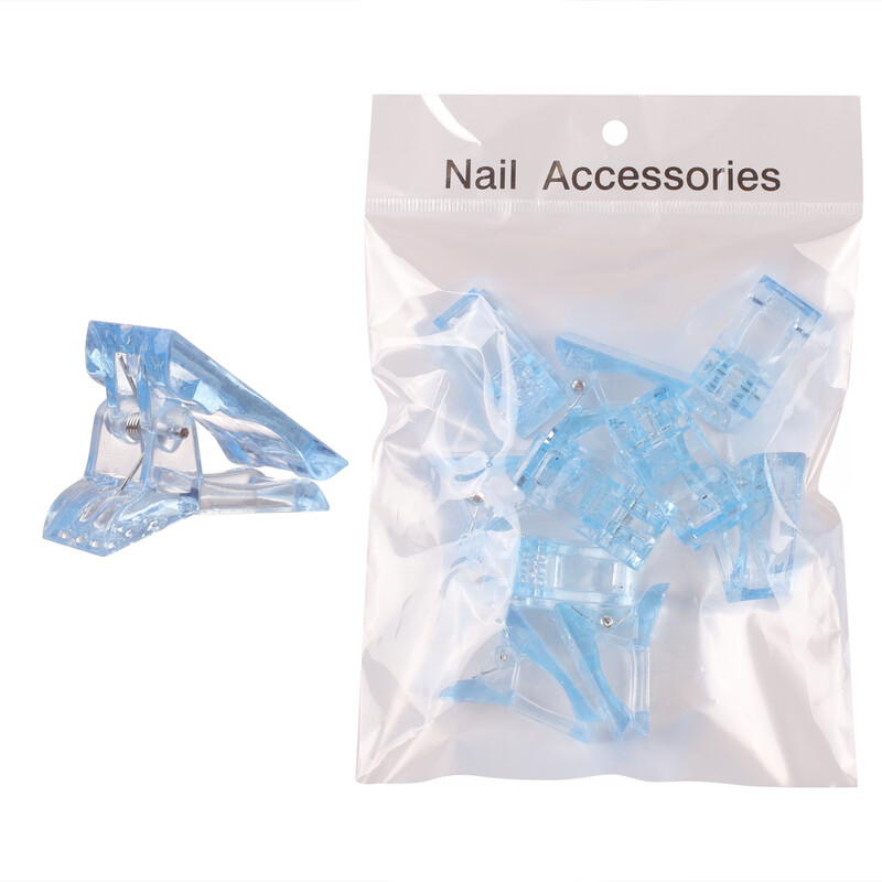 10 vnt polietileno gelio pirštų nagų priauginimo LED statybiniai spaustukai, manikiūro nagų dailės įrankis nagų galiukų segtukas