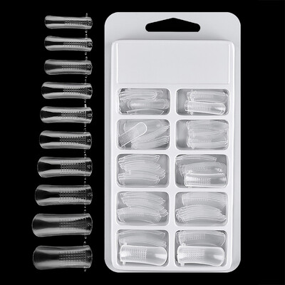 100/120gab nagu Dual Forms Pilns pārklājums Mākslīgie nagi Ātri veidojošie veidņu uzgaļi Skaidri nagu pagarināšanas formas uzgaļi UV gēla manikīra instrumenti %
