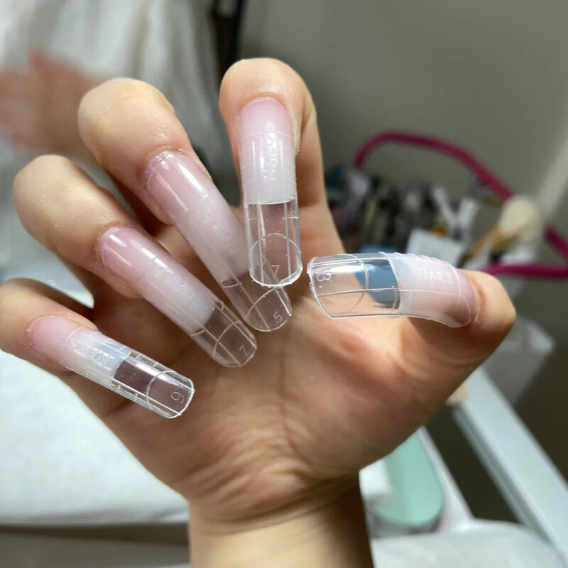 100/120 vnt Nagų dvigubos formos Pilnas padengimas netikri nagai Greito formavimo antgaliai Skaidrūs nagų priauginimo formos patarimai UV gelio manikiūro įrankiai %