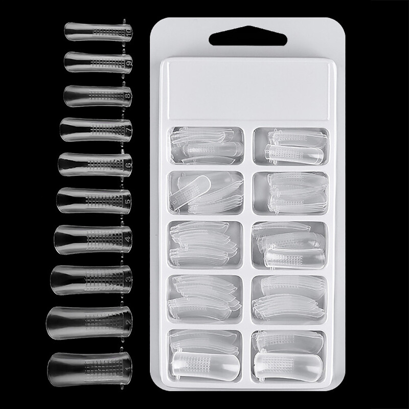 100/120 vnt Nagų dvigubos formos Pilnas padengimas netikri nagai Greito formavimo antgaliai Skaidrūs nagų priauginimo formos patarimai UV gelio manikiūro įrankiai %