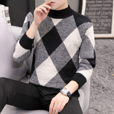 Ανδρικό πουλόβερ ζεστό βιζόν κασμίρ Νέο πουλόβερ πουλόβερ με στρογγυλό γιακά χειμώνα