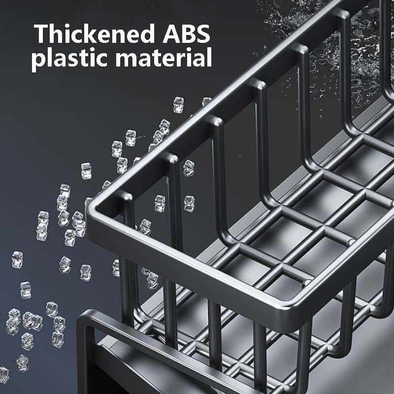 Поставка за оттичане на кухненска мивка Органайзер ABS пластмаса Самооттичаща се полица за мивка Държач за гъба за сапун Поставка за кърпи Поставка за кърпи филтърна кошница