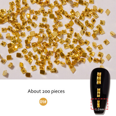 200 kom/vrećica Ukrasi za nokte za zakivanje Zlatni srebrni kristalni dijamanti za nokte Ukrasi za nokte Dragulji u više veličina Metalne ravne zakovice za nokte Zakovci