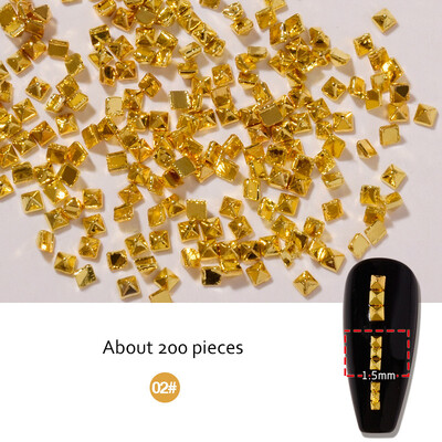 200 kom/vrećica Ukrasi za nokte za zakivanje Zlatni srebrni kristalni dijamanti za nokte Ukrasi za nokte Dragulji u više veličina Metalne ravne zakovice za nokte Zakovci