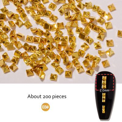 200 kom/vrećica Ukrasi za nokte za zakivanje Zlatni srebrni kristalni dijamanti za nokte Ukrasi za nokte Dragulji u više veličina Metalne ravne zakovice za nokte Zakovci