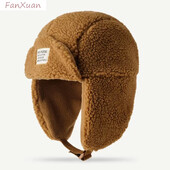 2023. gada jaunas ziemas krievu cepures sievietēm vīriešiem, jēra vilnas pupiņas, bumbvedēja cepure ar ausu atlokiem, bieza āra ziemas cepure unisex