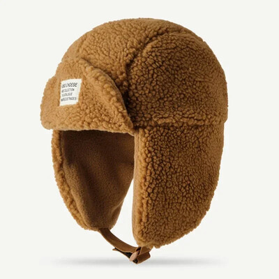 2023. gada jaunas ziemas krievu cepures sievietēm vīriešiem, jēra vilnas pupiņas, bumbvedēja cepure ar ausu atlokiem, bieza āra ziemas cepure unisex