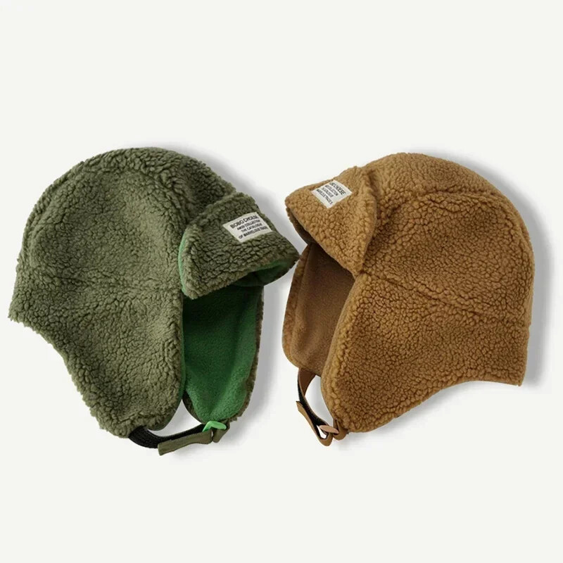 2023. gada jaunas ziemas krievu cepures sievietēm vīriešiem, jēra vilnas pupiņas, bumbvedēja cepure ar ausu atlokiem, bieza āra ziemas cepure unisex